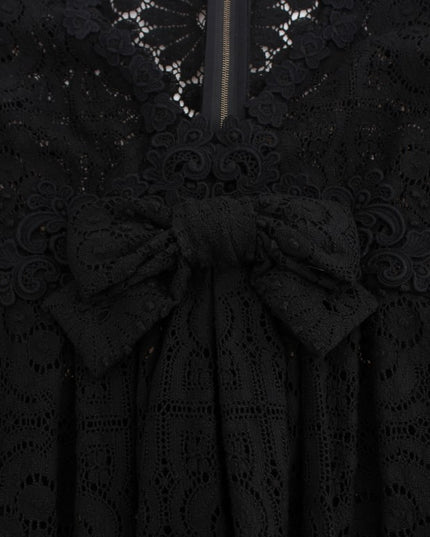 Dolce & Gabbana Black Ricamo Knitted Full Length Maxi Dress