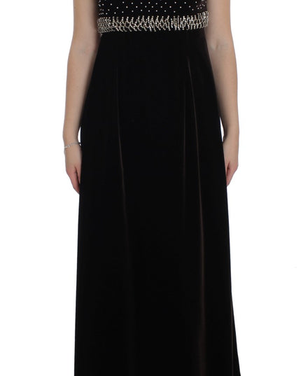 Dolce & Gabbana Brown Velvet Crystal Sheath Gown Dress