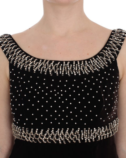 Dolce & Gabbana Brown Velvet Crystal Sheath Gown Dress