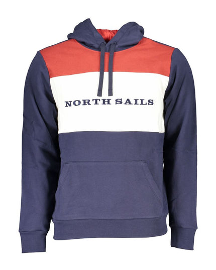 North Sails Blue Cotton Men Sweater with Hood