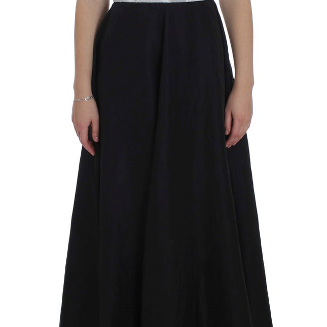 Dolce & Gabbana Black White Floral Silk Sheath Gown Dress