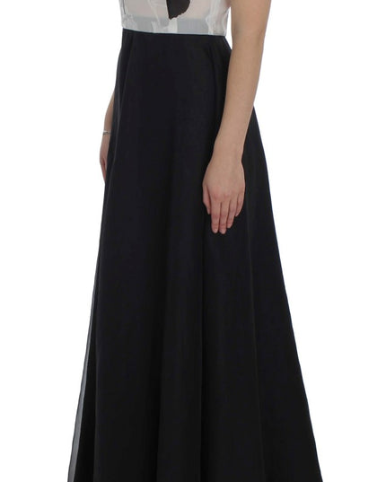 Dolce & Gabbana Black White Floral Silk Sheath Gown Dress