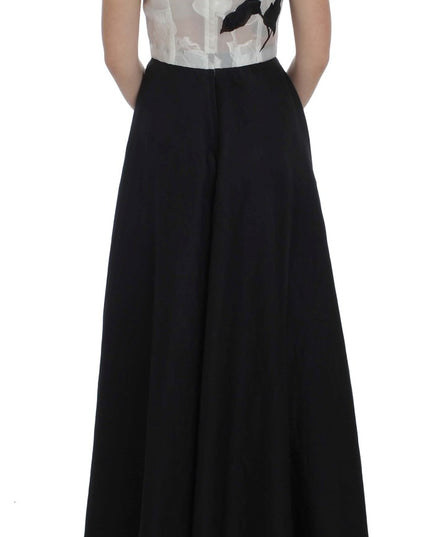 Dolce & Gabbana Black White Floral Silk Sheath Gown Dress