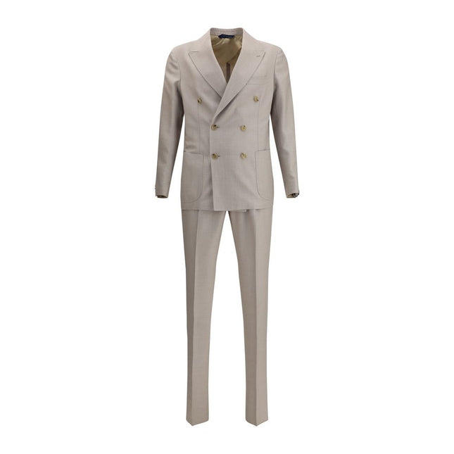 Gi Capri Beige Fleece Wool Two-Piece Suit