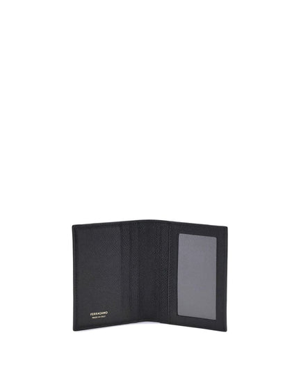 Ferragamo Black Calf Leather Bos Taurus Wallet