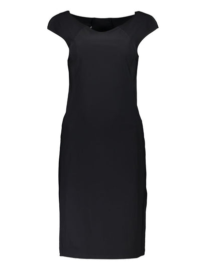 Patrizia Pepe Elegant Black Boat Neck Dress with Wide Straps