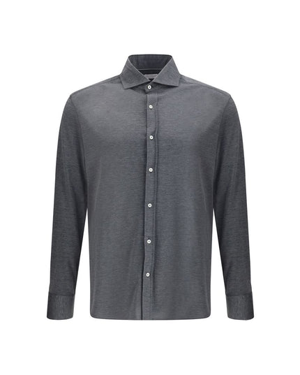 Brunello Cucinelli Gray Silk Shirt