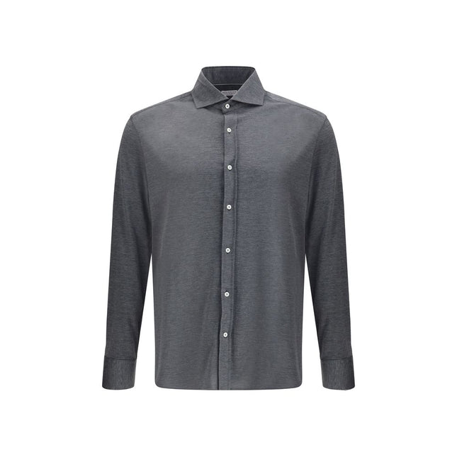 Brunello Cucinelli Gray Silk Shirt