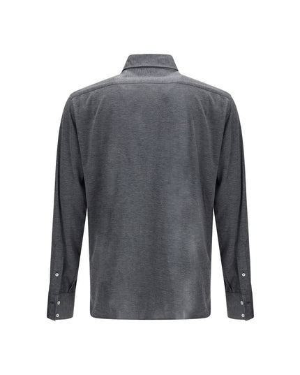 Brunello Cucinelli Gray Silk Shirt