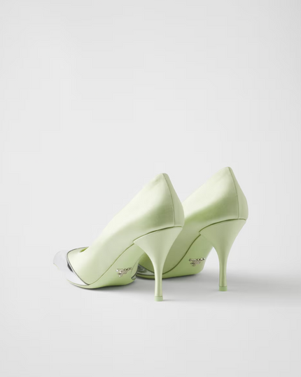 Prada Satin And Metallic Leather Pumps
