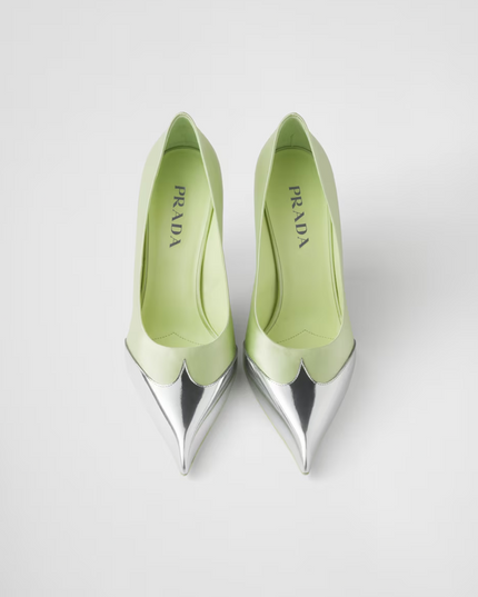 Prada Satin And Metallic Leather Pumps