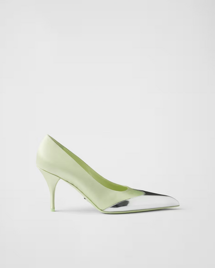 Prada Satin And Metallic Leather Pumps