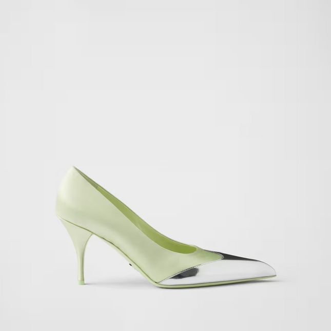 Prada Satin And Metallic Leather Pumps
