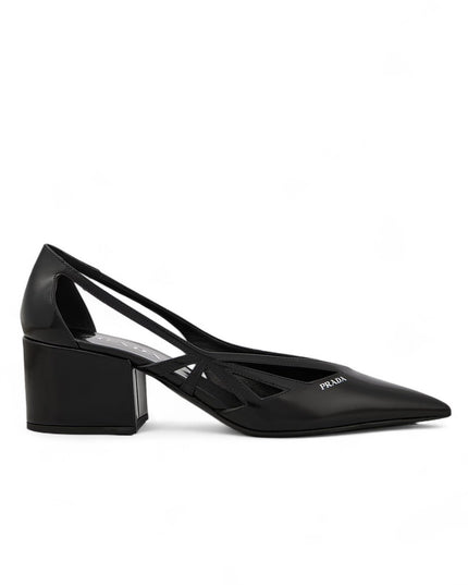 Prada Black Leather Cut-Out Pumps 55