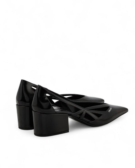 Prada Black Leather Cut-Out Pumps 55