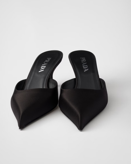 Prada Black Satin Sabot