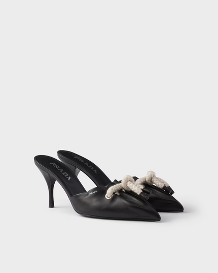 Prada Black Nappa Leather Rope Detail  Sandals
