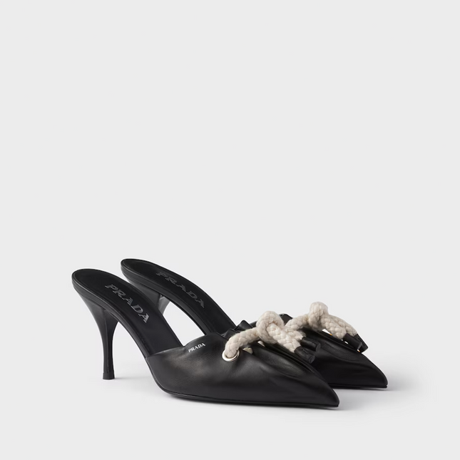 Prada Black Nappa Leather Rope Detail  Sandals