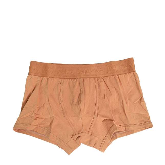 Dolce & Gabbana Brown Cotton Stretch Regular Boxer Underwear