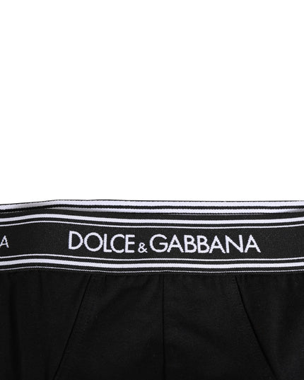 Dolce & Gabbana Black Cotton Stretch Logo Print Brief Underwear