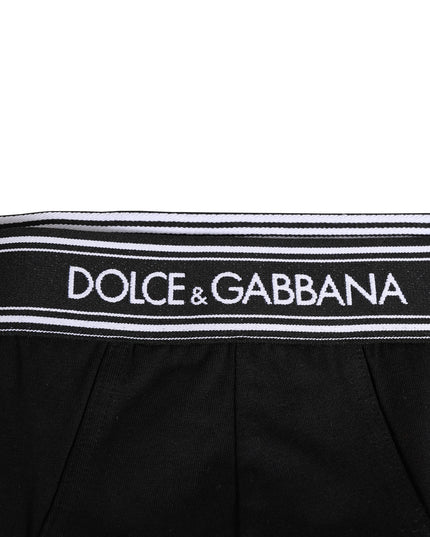 Dolce & Gabbana Black Cotton Stretch Logo Print Brief Underwear