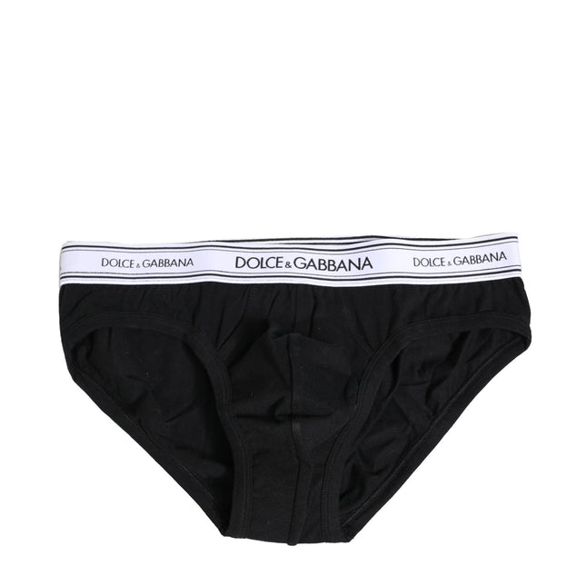 Dolce & Gabbana Black Cotton Stretch Regular Brief Underwear