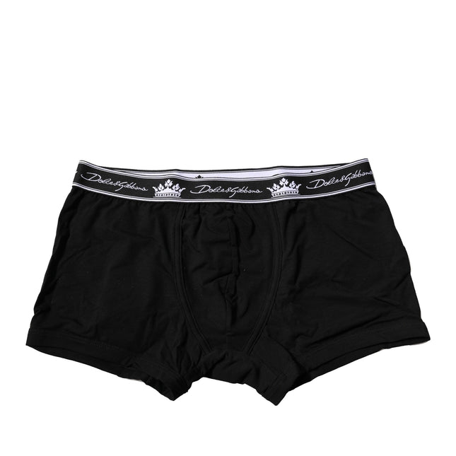 Dolce & Gabbana Black Cotton Stretch Regular Boxer Underwear