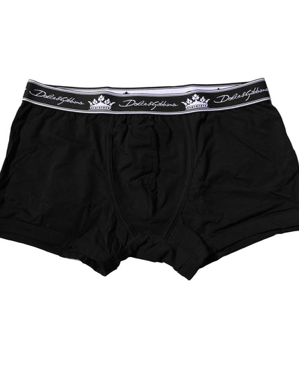Dolce & Gabbana Black Cotton Stretch Regular Boxer Underwear