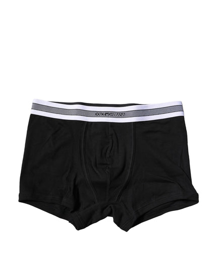 Dolce & Gabbana Black Cotton Stretch Regular Boxer Underwear