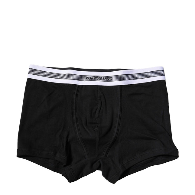 Dolce & Gabbana Black Cotton Stretch Regular Boxer Underwear