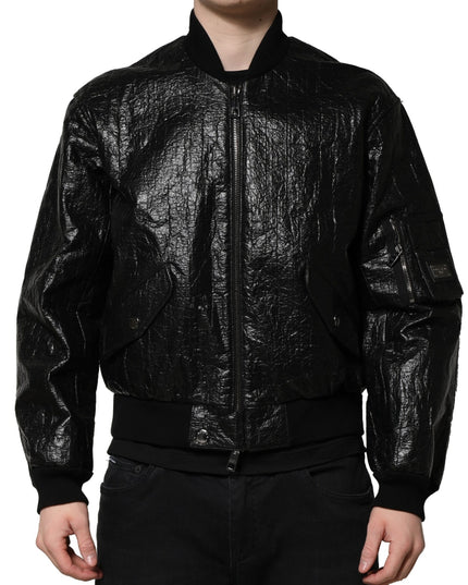 Dolce & Gabbana Black Logo Plaque Bomber Full Zipper Jacket