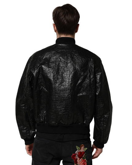 Dolce & Gabbana Black Logo Plaque Bomber Full Zipper Jacket