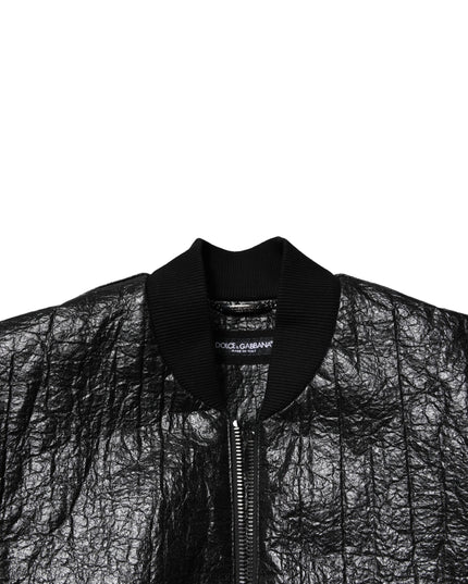 Dolce & Gabbana Black Logo Plaque Bomber Full Zipper Jacket