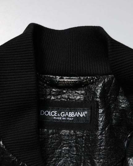Dolce & Gabbana Black Logo Plaque Bomber Full Zipper Jacket