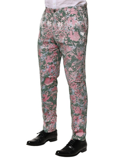 Dolce & Gabbana Multicolor Floral Jacquard Pants