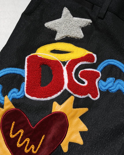 Dolce & Gabbana Black Graphic Embroidery Men Pants