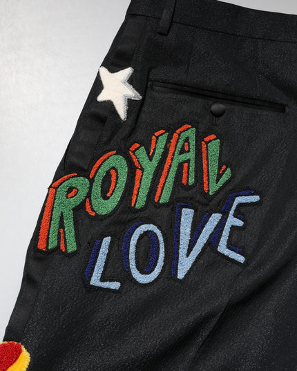 Dolce & Gabbana Black Graphic Embroidery Men Pants