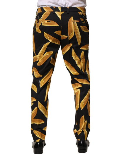 Dolce & Gabbana Black Pasta Print Tapered Men Pants