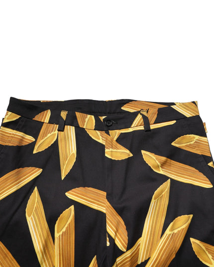 Dolce & Gabbana Black Pasta Print Tapered Men Pants