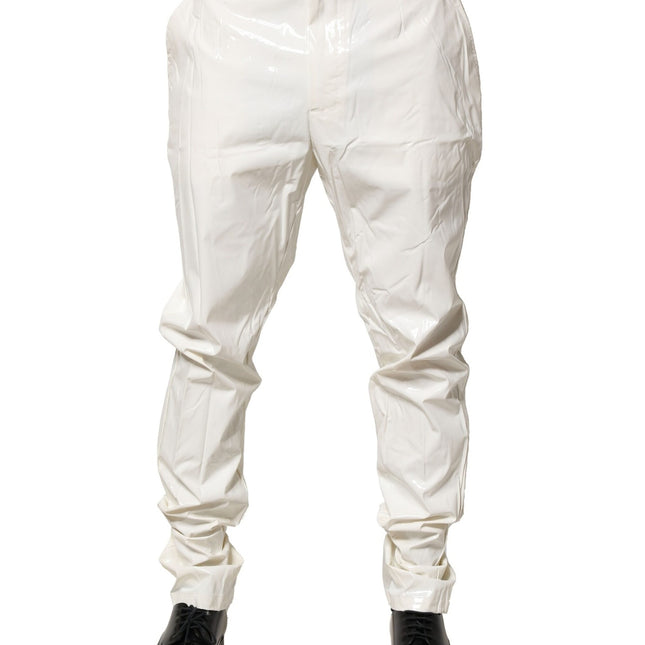 Dolce & Gabbana White Nylon Tapered Dress Men Pants
