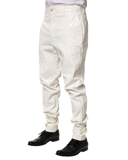 Dolce & Gabbana White Nylon Tapered Dress Men Pants