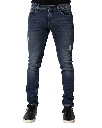 Dolce & Gabbana Blue Washed Skinny Cotton Denim Jeans
