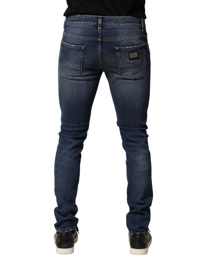 Dolce & Gabbana Blue Washed Skinny Cotton Denim Jeans