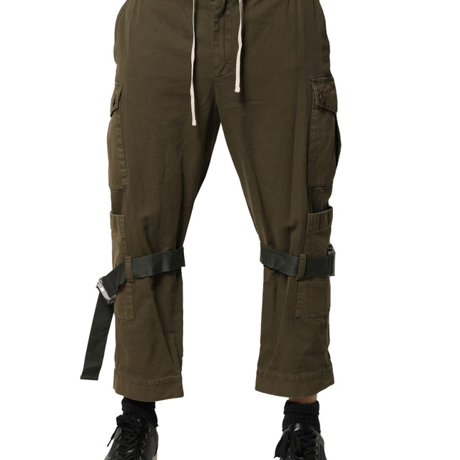 Dolce & Gabbana Brown Cotton Cargo Drawstring Pants