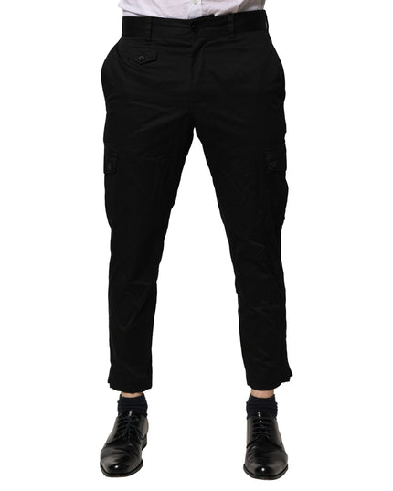 Dolce & Gabbana Black Cotton Dress Slim Formal Pants