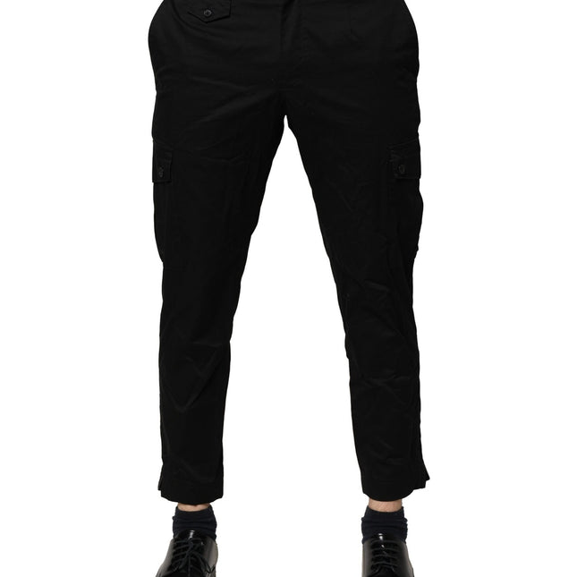 Dolce & Gabbana Black Cotton Dress Slim Formal Pants