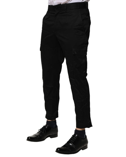 Dolce & Gabbana Black Cotton Dress Slim Formal Pants