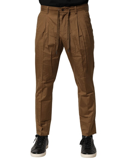 Dolce & Gabbana Brown Cotton Chino Mid Waist Men Pants