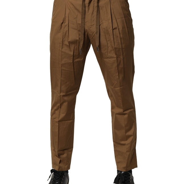 Dolce & Gabbana Brown Cotton Chino Mid Waist Men Pants