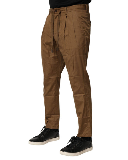 Dolce & Gabbana Brown Cotton Chino Mid Waist Men Pants
